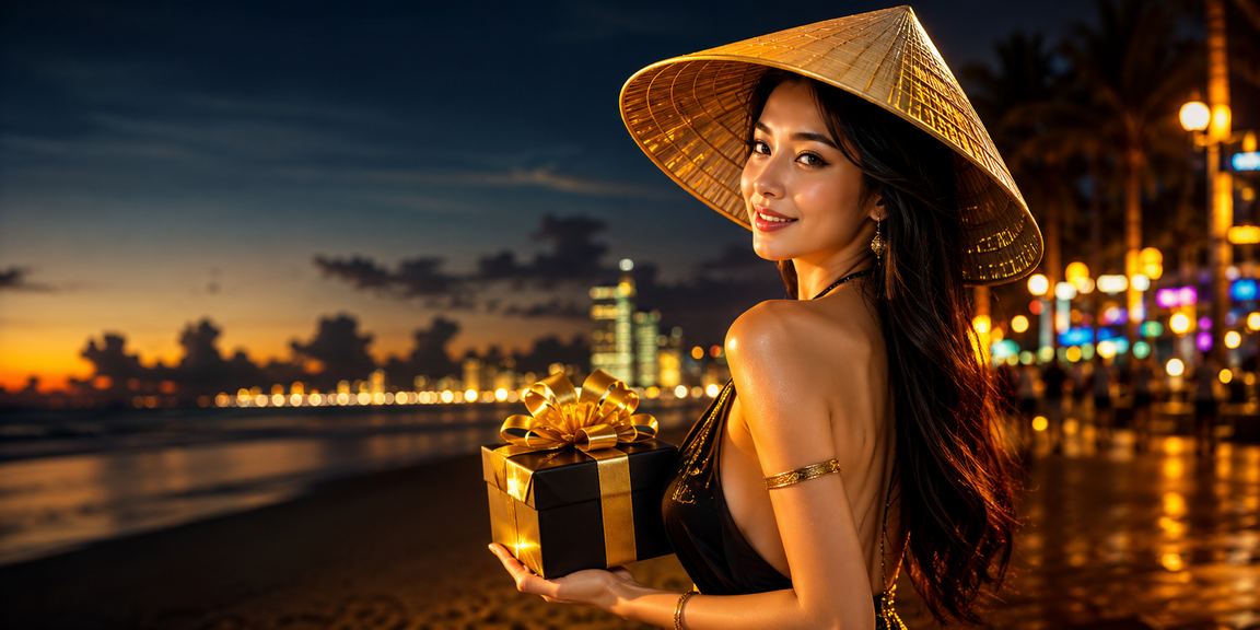 Người phụ nữ đội nón lá tại Đà Nẵng thư giãn bên cạnh điện thoại