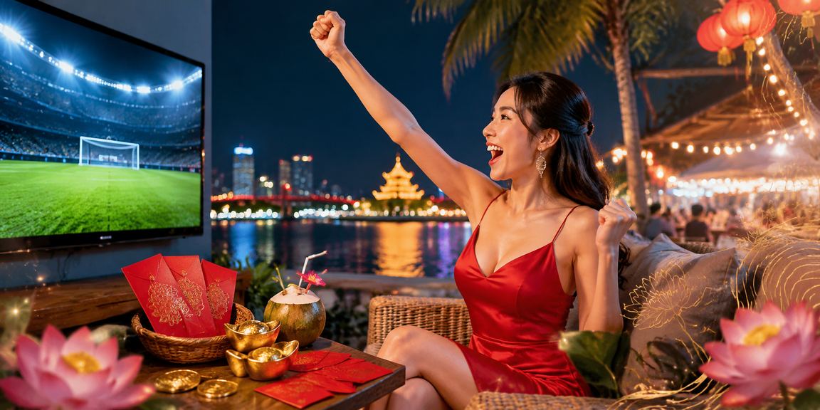 Không khí lễ hội chợ đêm Hà Nội với phong bao đỏ và ánh đèn neon rực rỡ