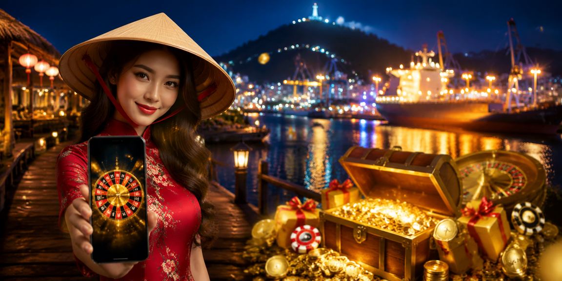 Người chơi Vũng Tàu theo dõi vòng quay roulette với nón lá truyền thống